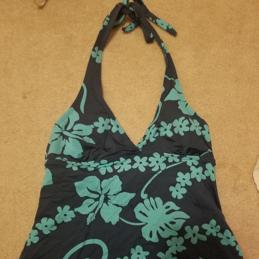 Swim top blue floral tankini